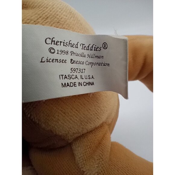 Ava Teddy Bear Cherished Teddies Sitting Plush Pink Ribbon Enesco 8 Inch 597317 - Picture 13 of 14